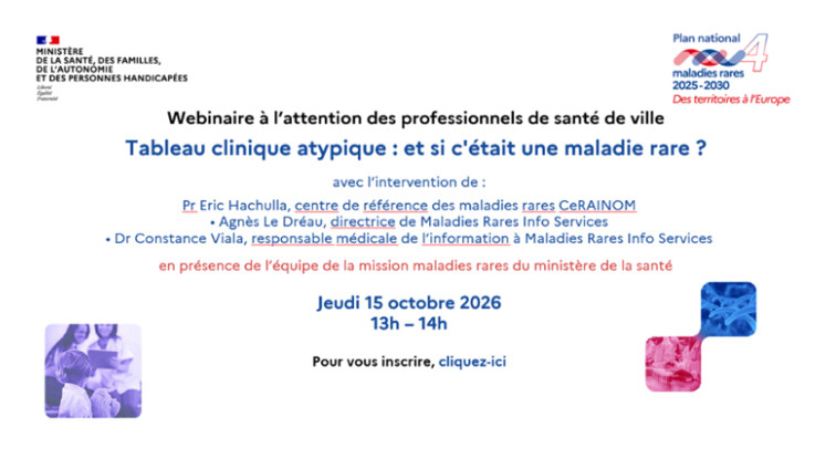Webinaire « tableau clinique atypique » 15/10/2026 de 13h à 14h